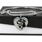 Rottweiler Dog Black&White Art Print Heart Pendant Bangle