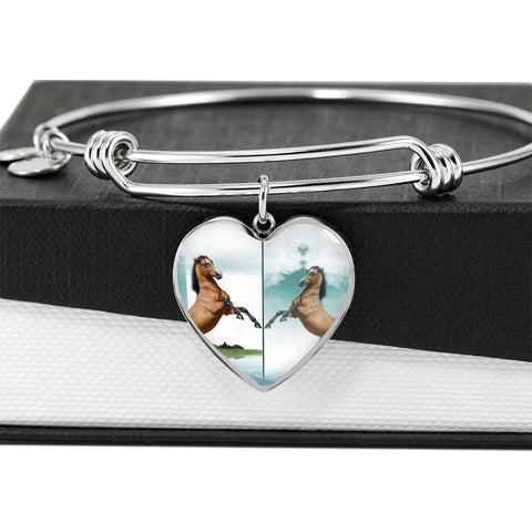 Lusitano Horse Print Heart Pendant Luxury Bangle