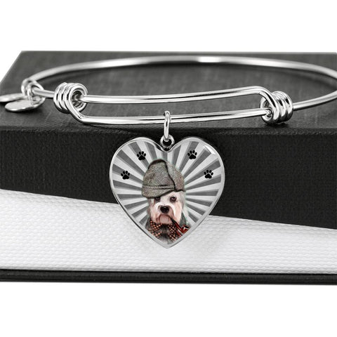 Dandie Dinmont Terrier Print Luxury Heart Charm Bangle