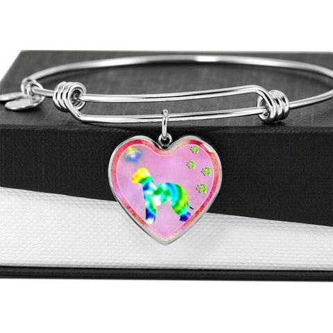 Bedlington Terrier Dog Art Print Heart Pendant Bangle