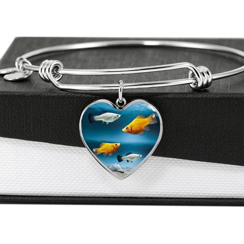 Common Molly Print Heart Pendant Bangle