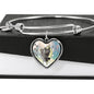 Korat Cat Print Heart Pendant Bangle
