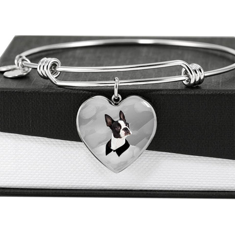 Boston Terrier Print Heart Pendant