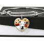 Dogo Argentino Print Luxury Heart Charm Bangle