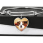 Cute Jack Russell Terrier Print Luxury Heart Charm Bangle