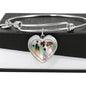Jack Russell Terrier Print Luxury Heart Charm Bangle