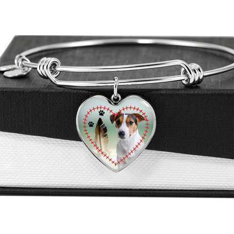 Jack Russell Terrier Print Luxury Heart Charm Bangle