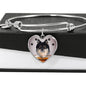 Finnish Lapphund Print Luxury Heart Charm Bangle