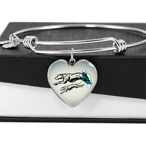 Greyhound Dog Art Print Heart Pendant Bangle