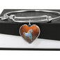 Lovely Thoroughbred Horse Print Luxury Heart Charm Bangle