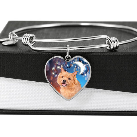Norwich Terrier Print Luxury Heart Charm Bangle