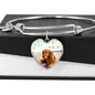 Golden Retriever Print Luxury Heart Charm Bangle