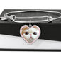 Cute Snoopy Cat Print Heart Pendant Bangle