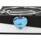 Fish Print Luxury Heart Charm Bangle