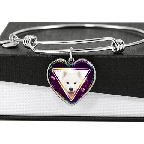Samoyed Dog Print Heart Pendant Bangle