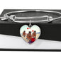 Clydesdale Horse Print Luxury Heart Charm Bangle