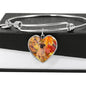 Cute Bullmastiff Print Luxury Heart Charm Bangle