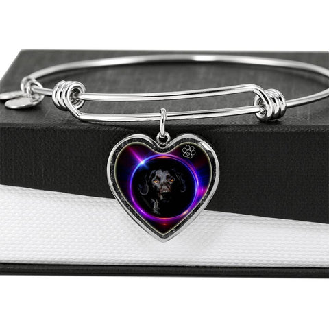 Black Labrador Dog Print Heart Pendant Bangle