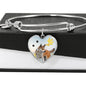 Cute Norwegian Lundehund Print Luxury Heart Charm Bangle