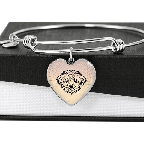 Maltese Dog Vector Art Print Heart Pendant Bangle