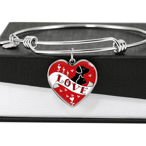 Cute Pets Print Heart Pendant Luxury Bangle