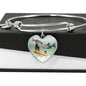 Glowlight Tetra Fish Print Heart Pendant Luxury Bangle