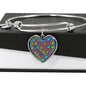 Colorful Paws Print Heart Pendant Bangle