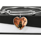 Cute Hovawart Dog Print Luxury Heart Charm Bangle