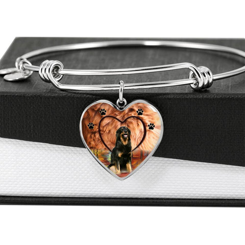 Cute Hovawart Dog Print Luxury Heart Charm Bangle