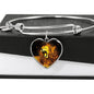 Roaring Lion Art Print Heart Pendant Bangle