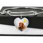 Cute Golden Retriever Print Luxury Heart Charm Bangle