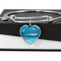 Slender Danios Fish Print Luxury Heart Charm Bangle