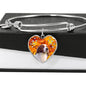 Cute Irish Red and White Setter Print Luxury Heart Charm Bangle