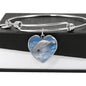 Cute Dolphin Print Heart Pendant Luxury Bangle