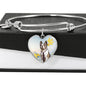 Boston Terrier Print Luxury Heart Charm Bangle