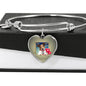 Cute Jack Russell Terrier On Window Print Heart Pendant Luxury Bangle