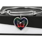 Gun And Skull Print Heart Pendant Bangle