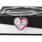 Cute Painted Cat Print Heart Pendant Bangle