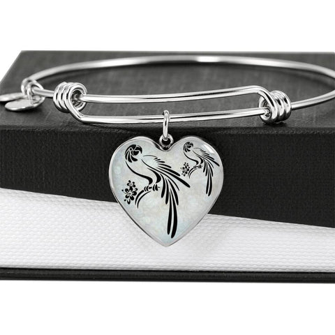 Parrot Vector Art Print Heart Pendant Bangle