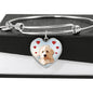 Goldendoodle Print Luxury Heart Charm Bangle