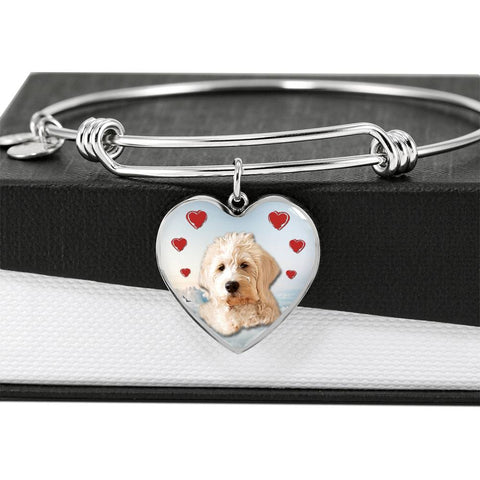 Goldendoodle Print Luxury Heart Charm Bangle