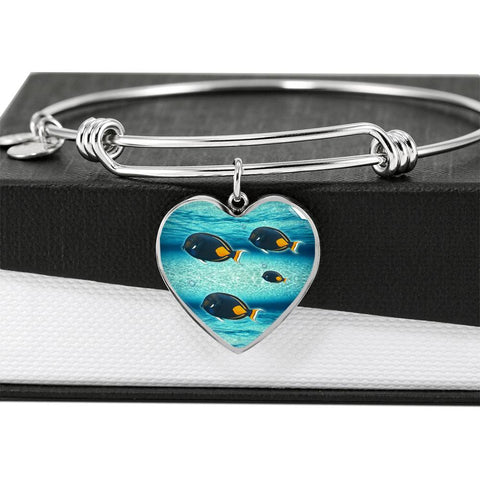 Achilles Tang Fish Print Heart Pendant Luxury Bangle