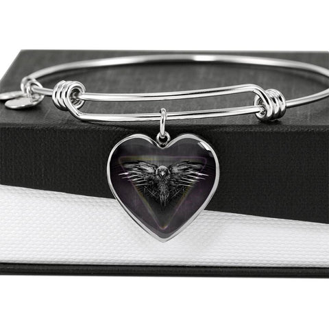 Amazing Eagle Print Heart Pendant Bangle