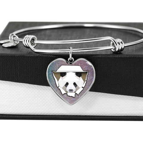 Amazing Panda Vector Art Print Heart Pendant Bangle