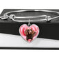Boykin Spaniel Print Luxury Heart Charm Bangle