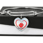 Red Paw Print Luxury Heart Charm Bangle