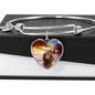 American Water Spaniel Print Luxury Heart Charm Bangle