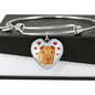 Shar Pei Print Luxury Heart Charm Bangle