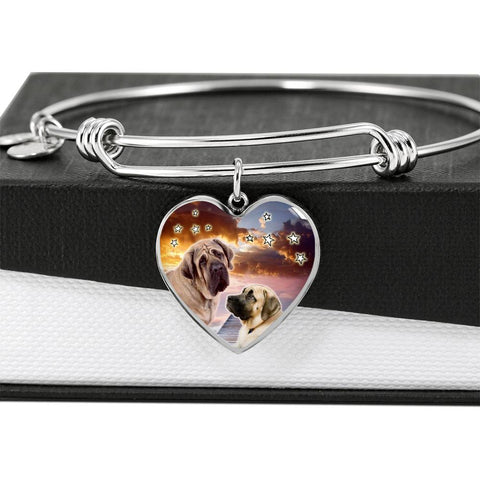 English Mastiff Print Luxury Heart Charm Bangle