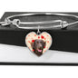 Flat Coated Retriever Print Luxury Heart Charm Bangle